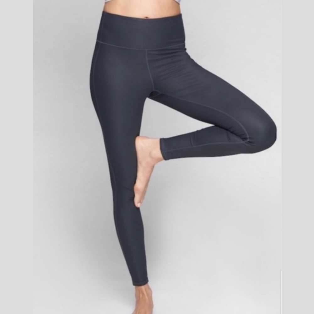 Athleta Gray High Rise Shine Chaturanga Tight Leggings